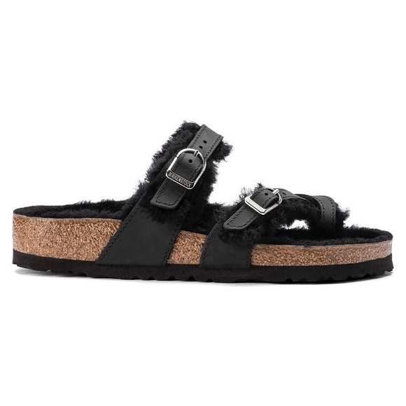 Birkenstock Mayari Shearling Thong Sandals Fur Toe Loop Germany Buckle Straps - Picture 3 of 16